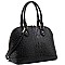 2-Way Ostrich Print Embossed Classic Dome Satchel