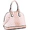 2-Way Ostrich Print Embossed Classic Dome Satchel