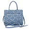 Nova Distressed Diamond Denim Satchel