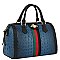 Croc Alligator Queen Bee Stripe Boston Bag Satchel