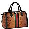 Croc Alligator Queen Bee Stripe Boston Bag Satchel