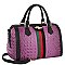 Croc Alligator Queen Bee Stripe Boston Bag Satchel