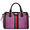 Croc Alligator Queen Bee Stripe Boston Bag Satchel