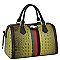 Croc Alligator Queen Bee Stripe Boston Bag Satchel