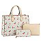 Monogram Cherry Print 3-in-1 Boxy Satchel Set