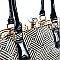 JEWEL TOP METAL FRAME TEXTURED BOUTIQUE SATCHEL