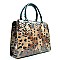 LEOPARD PRINT BOUTIQUE METAL ACCENT SATCHEL/TOTE