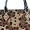 LEOPARD PRINT BOUTIQUE METAL ACCENT SATCHEL/TOTE