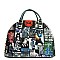 Magazine Print Rhinestone Stud Spike Round Tote