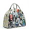 Magazine Print Rhinestone Stud Spike Round Tote