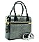 Genuine Snake Print Embossed Jewel-top Boxy Shape Satchel