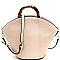 2-Way Bamboo Handle Accent Lizard Print Fan Satchel