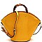 2-Way Bamboo Handle Accent Lizard Print Fan Satchel