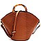 2-Way Bamboo Handle Accent Lizard Print Fan Satchel