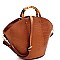 2-Way Bamboo Handle Accent Lizard Print Fan Satchel