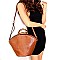 2-Way Bamboo Handle Accent Lizard Print Fan Satchel