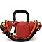 Color Block Accordion Multi-Pocket Satchel MH-DW7095