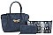 3IN1 PLAIN SMOOTH RHINESTONE BEE TOTE BAG WITH MULTI COLORED SNAKE BAG AND WALLET SET