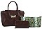 3IN1 PLAIN SMOOTH RHINESTONE BEE TOTE BAG WITH MULTI COLORED SNAKE BAG AND WALLET SET