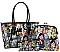3IN1 OBAMA PAINTING ART SATCHEL CROSS BODY AND WALLET SET
