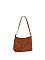 Faux Suede Belted Shoulder Bag
