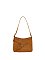Faux Suede Belted Shoulder Bag