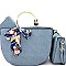 DX0041-LP Quality Scarf Bow Accent 3 in 1 Metal Handle Half-Moon Satchel SET