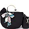 DX0041-LP Quality Scarf Bow Accent 3 in 1 Metal Handle Half-Moon Satchel SET