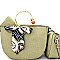 DX0041-LP Quality Scarf Bow Accent 3 in 1 Metal Handle Half-Moon Satchel SET