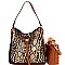 2 in 1 Leopard Snake Print Patchwork Drawstring Hobo