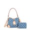 2-in-1 Printed Denim Shoulder Bag w Wallet