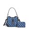 2-in-1 Printed Denim Shoulder Bag w Wallet