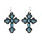 Fashionable Cross with Tq Stone Hook Earring SLE0267