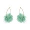 Fashionable Metal Hoop Earring with Fur Ball SLE0799