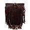 E090-LP Fringed Buckle Accent Bucket Cross Body Messenger