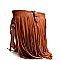 E090-LP Fringed Buckle Accent Bucket Cross Body Messenger