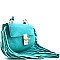 Lavish Fringe Style Turn Lock Accent Messenger Bag