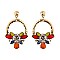 Fashionable Dangly Metal/stone Post Earring SLE1128