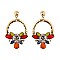 Fashionable Dangly Metal/stone Post Earring SLE1128