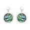 Trendy Geometric Dangly Metal Er with Abalone SLE1385