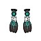 Fashionable Handmade Turquoise Feather Drop Earrings SLE1762