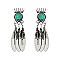 Fashionable Handmade Turquoise Feather Drop Earrings SLE1762
