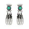 Fashionable Handmade Turquoise Feather Drop Earrings SLE1762