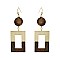 Trendy Dangly 2 Tone Rec Hook Earring SLE1890