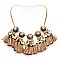 TASSELLED LINED GEMS FASHION NECKLACE