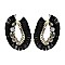 GEM TASSEL OVAL HOOP EARRINGS