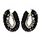 GEM TASSEL OVAL HOOP EARRINGS