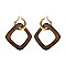 REC WOOD DROP METAL HOOP EARRING