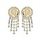 RHINESTONE TASSELS LION HEAD EARRING