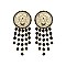 RHINESTONE TASSELS LION HEAD EARRING